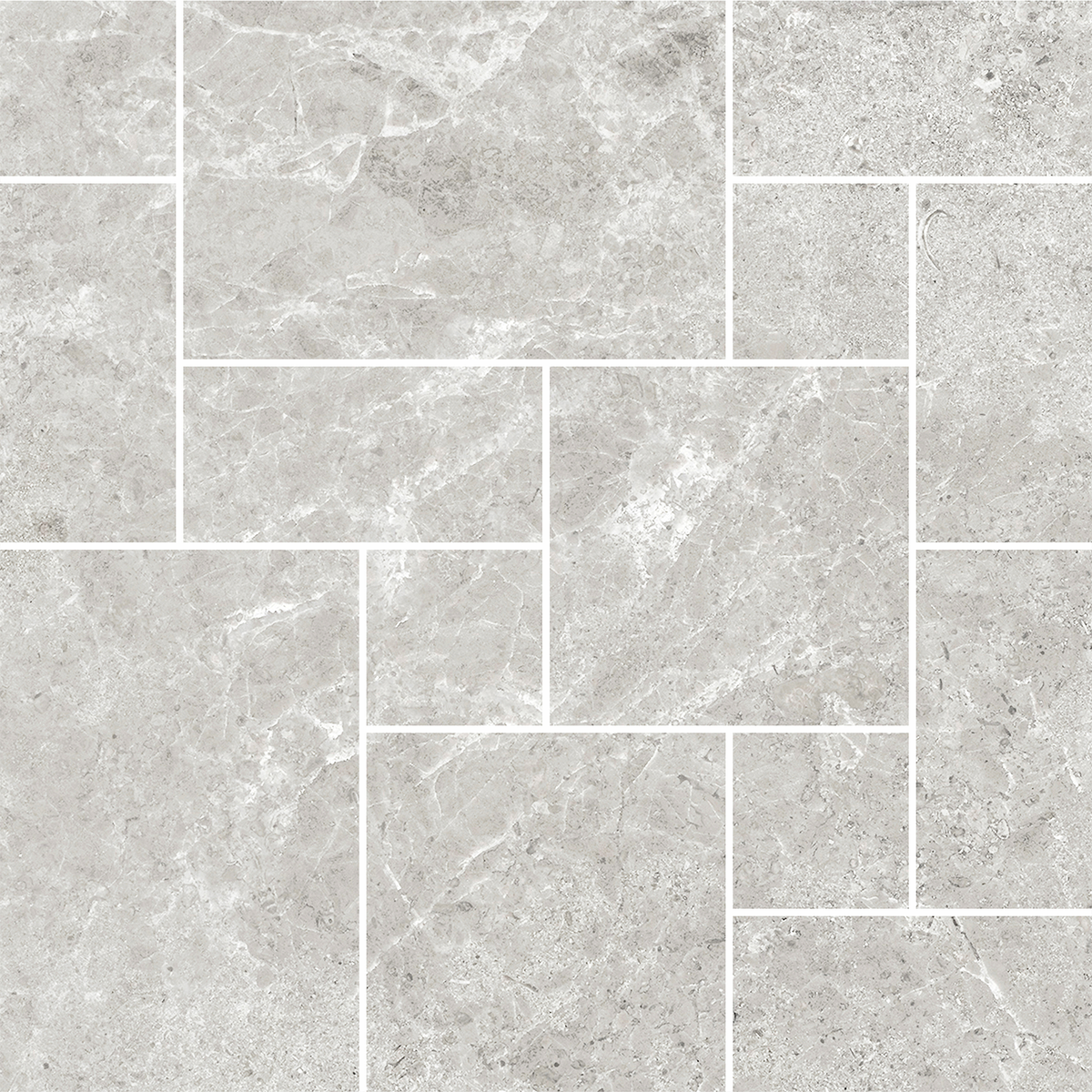 French Pattern Light Grey HiLite Silk Mosaic