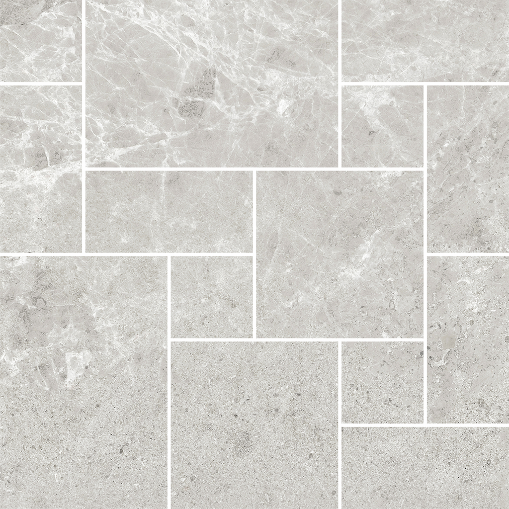 French Pattern Light Grey HiLite Silk Mosaic