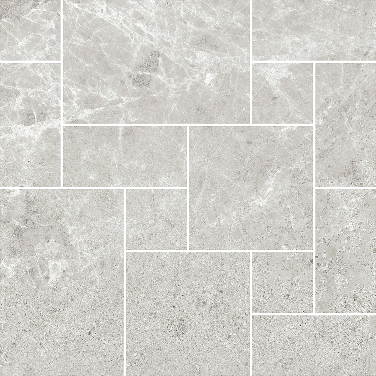 French Pattern Light Grey HiLite Silk Mosaic