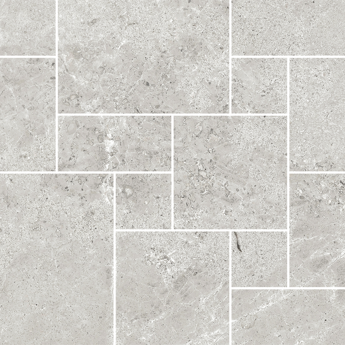 French Pattern Light Grey HiLite Silk Mosaic