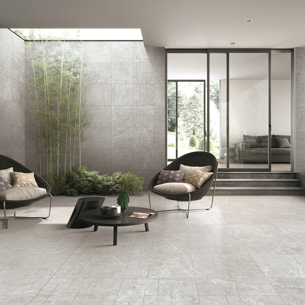 French Pattern Light Grey HiLite Silk Mosaic - lifestyle view