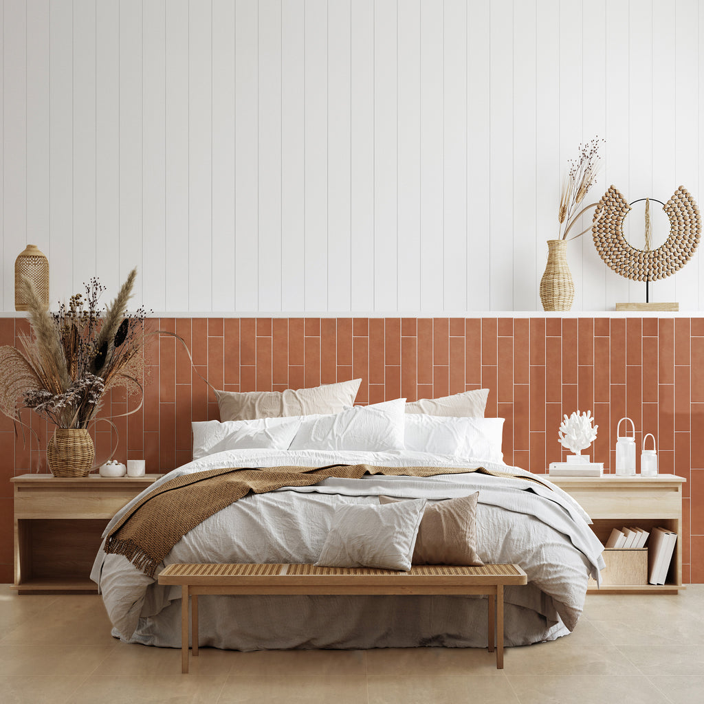 Zellige Red Ochre Gloss Tile - lifestyle view