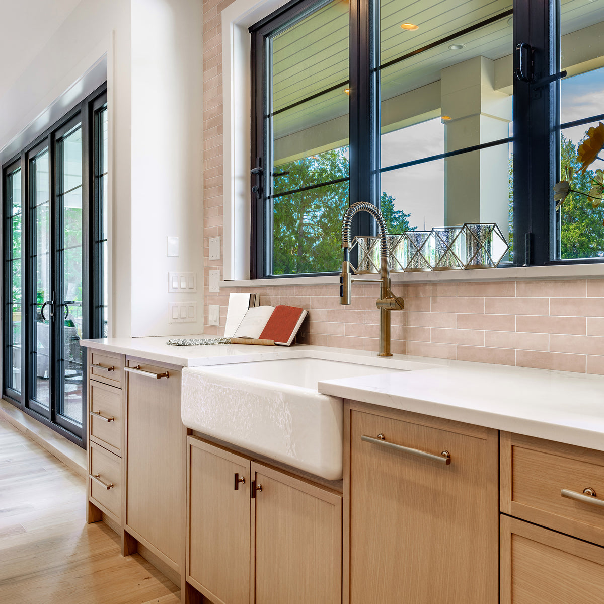 Zellige Shell Pink Gloss Tile - lifestyle view
