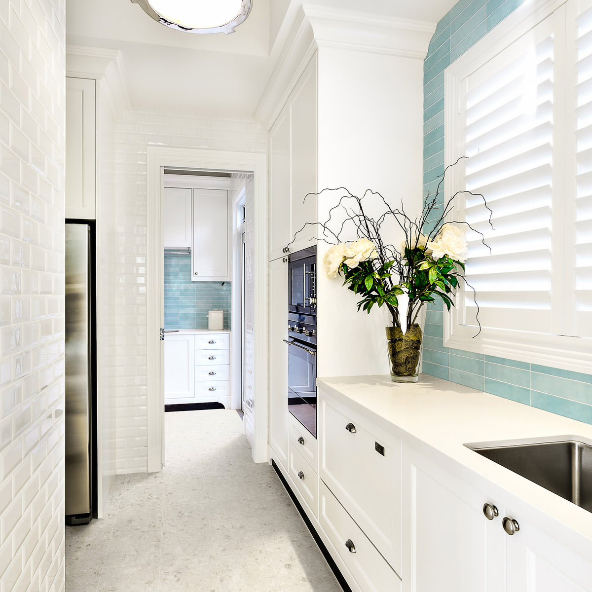 Zellige Cloud Blue Gloss Tile - lifestyle view
