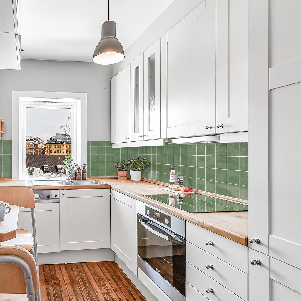 Zellige Forest Green Gloss Tile - lifestyle view