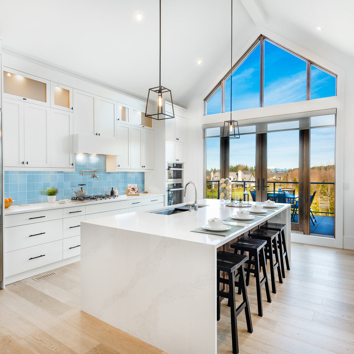 Zellige Cloud Blue Gloss Tile - lifestyle view
