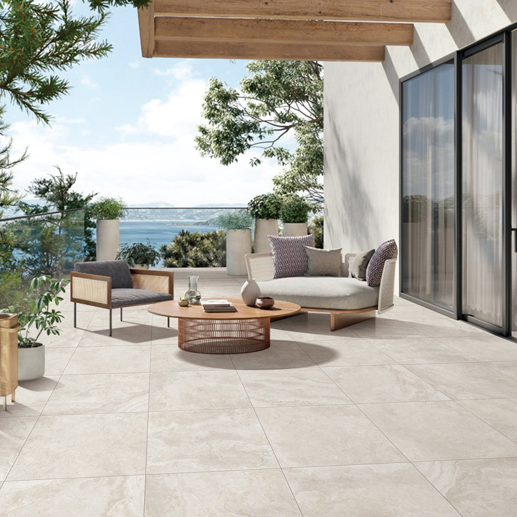 Travertine Avorio Structured Textured Paver - lifestyle view