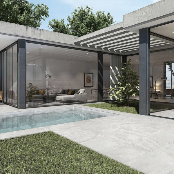 Travertine Cenere Structured Textured Paver - lifestyle view
