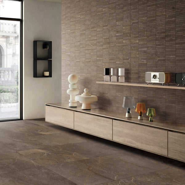 Marble Brown Structured Silk Mosaic - lifestyle view