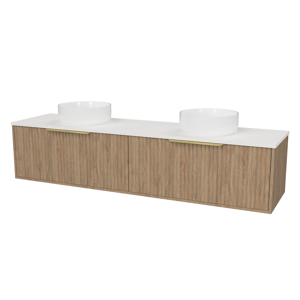 Vanity Wall Hung 1800 Double WG Basins SilkSurface AC Top