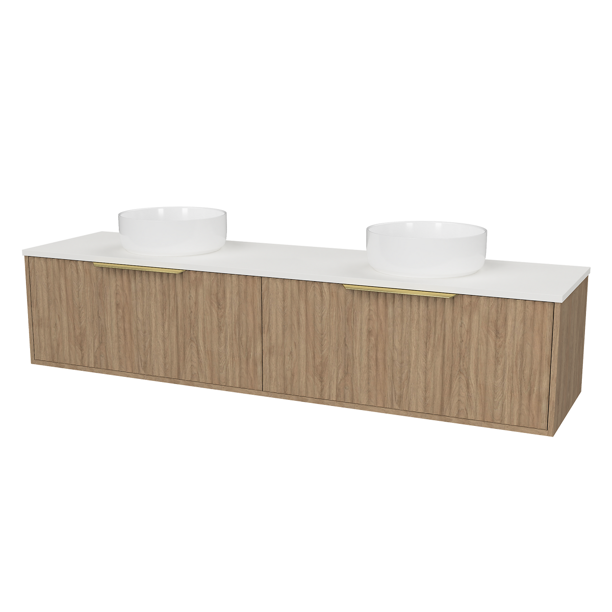 Vanity Wall Hung 1800 Double WG Basins SilkSurface AC Top