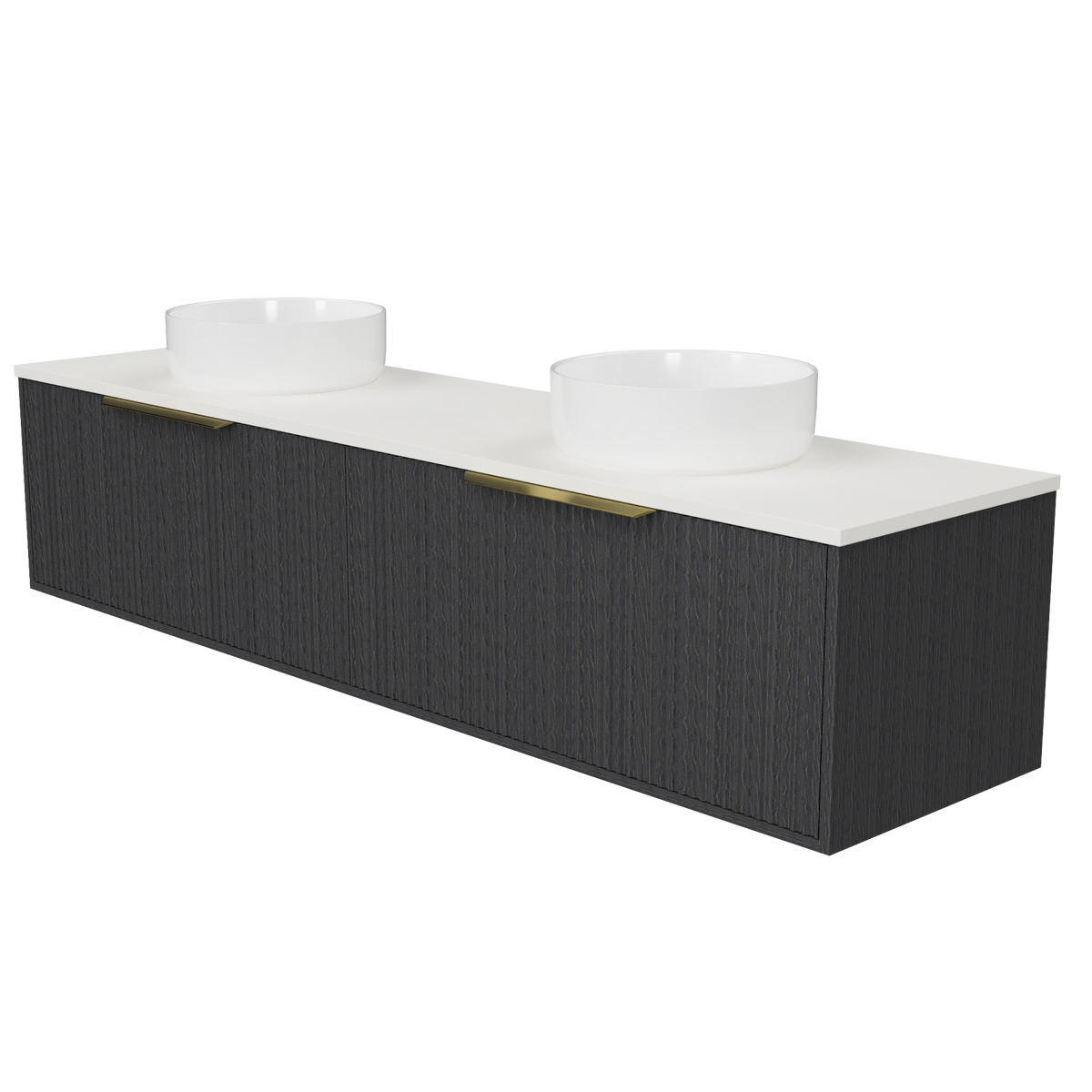 Vanity Wall Hung 1800 Double WG Basins SilkSurface AC Top