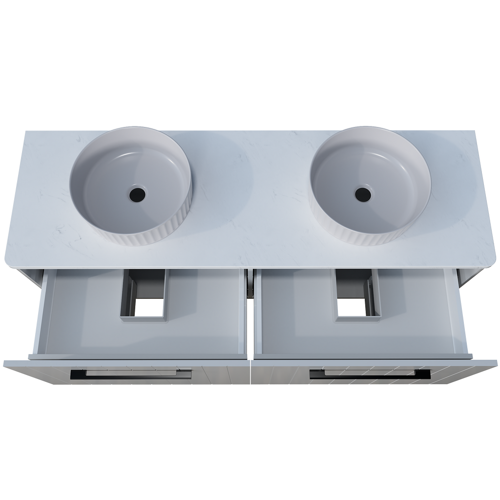 Vanity Wall Hung 1500 Double WG Basins SilkSurface AC Top