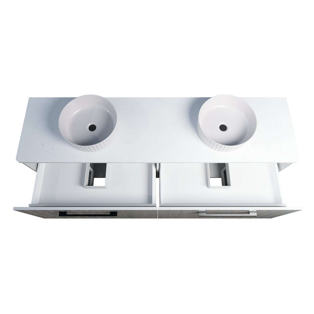 Vanity Wall Hung 1800 Double WG Basins SilkSurface AC Top