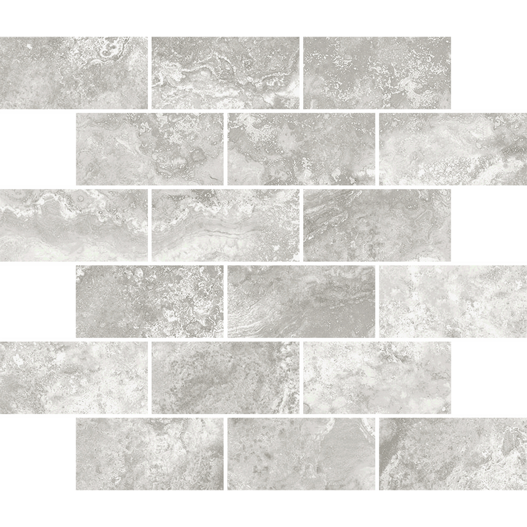Pompeii Travertine Brick Tortora Structured HiLite Silk Tumbled Edge Mosaic