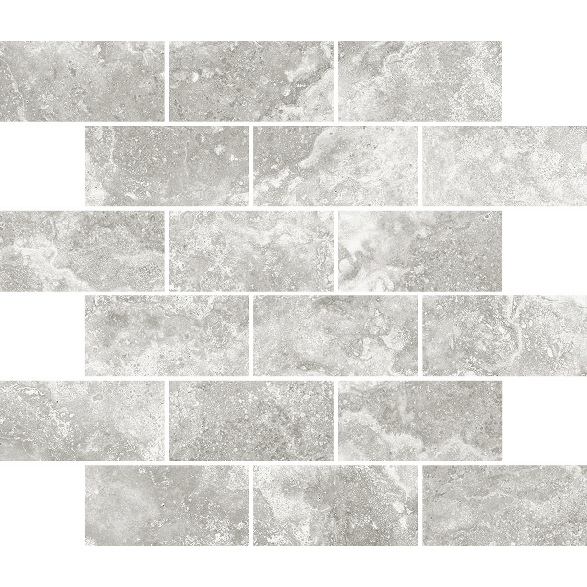 Travertine Brick Tortora Structured HiLite Silk Tumbled Edge Mosaic
