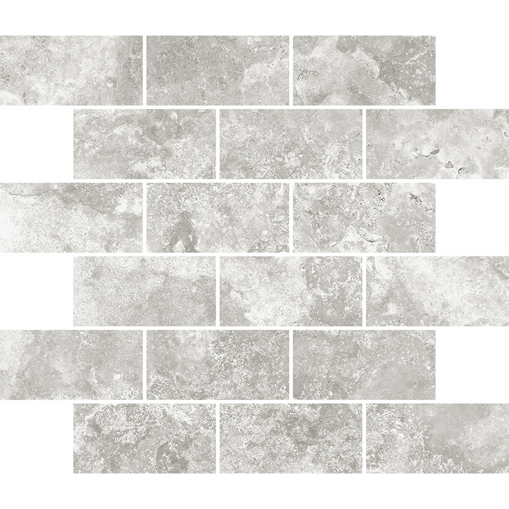 Travertine Brick Tortora Structured HiLite Silk Tumbled Edge Mosaic