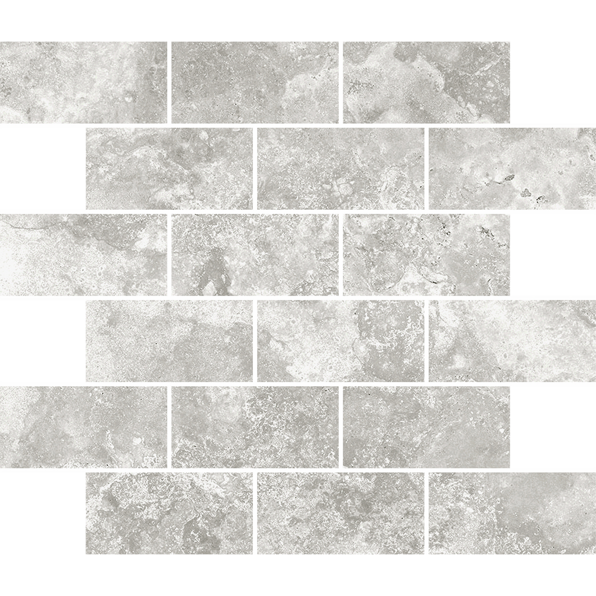 Travertine Brick Tortora Structured HiLite Silk Tumbled Edge Mosaic