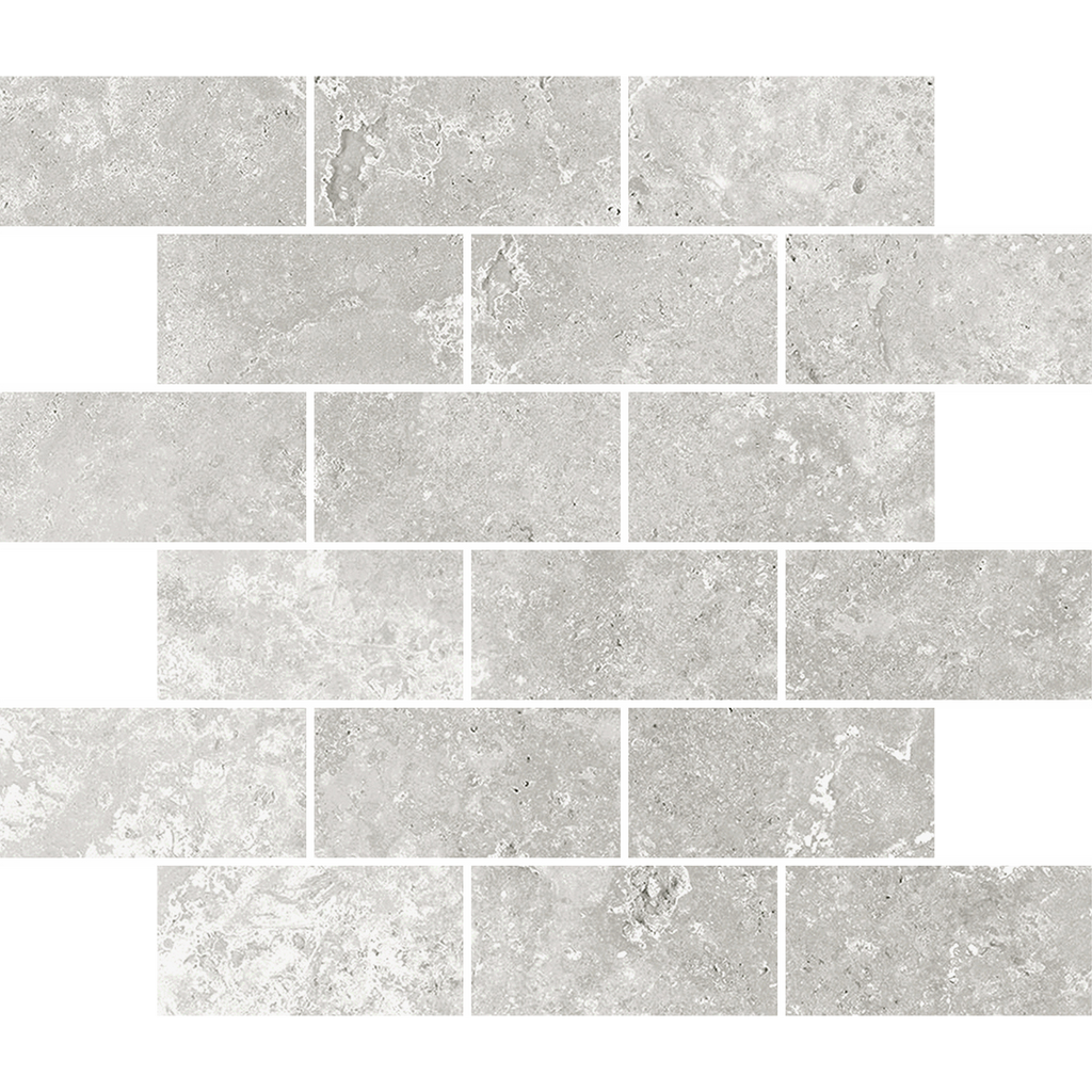 Travertine Brick Tortora Structured HiLite Silk Tumbled Edge Mosaic