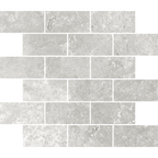 Travertine Brick Tortora Structured HiLite Silk Tumbled Edge Mosaic