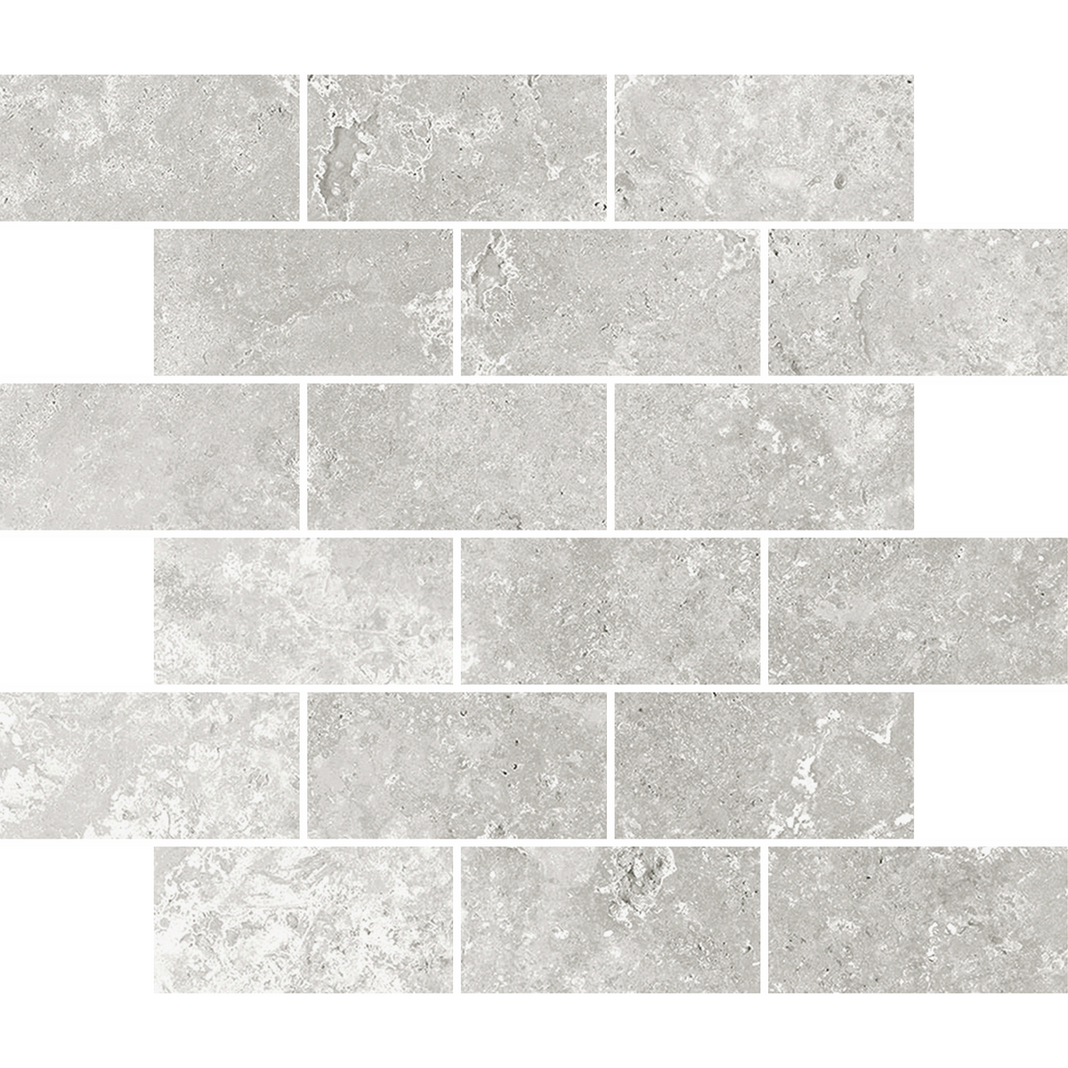 Travertine Brick Tortora Structured HiLite Silk Tumbled Edge Mosaic