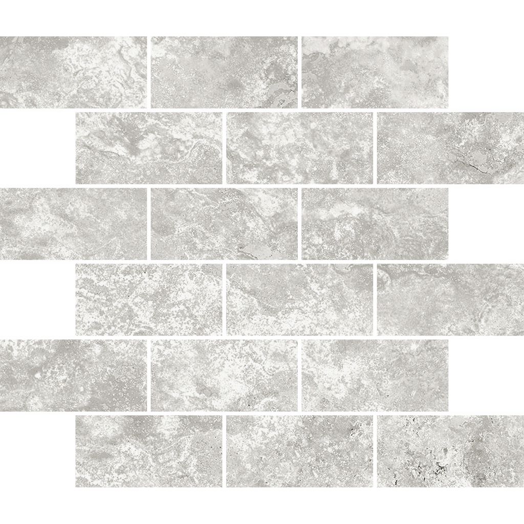 Travertine Brick Tortora Structured HiLite Silk Tumbled Edge Mosaic