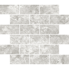 Travertine Brick Tortora Structured HiLite Silk Tumbled Edge Mosaic