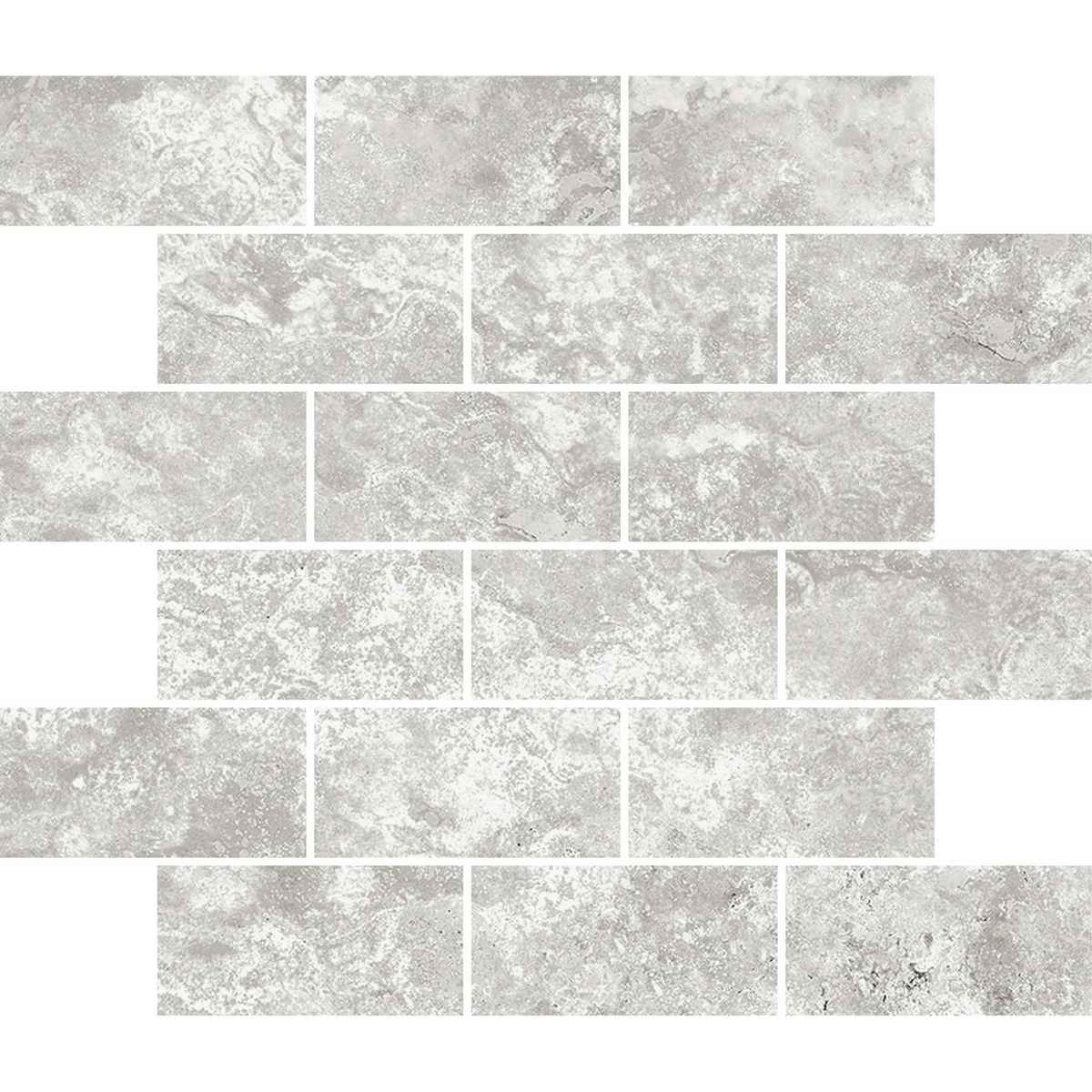 Travertine Brick Tortora Structured HiLite Silk Tumbled Edge Mosaic