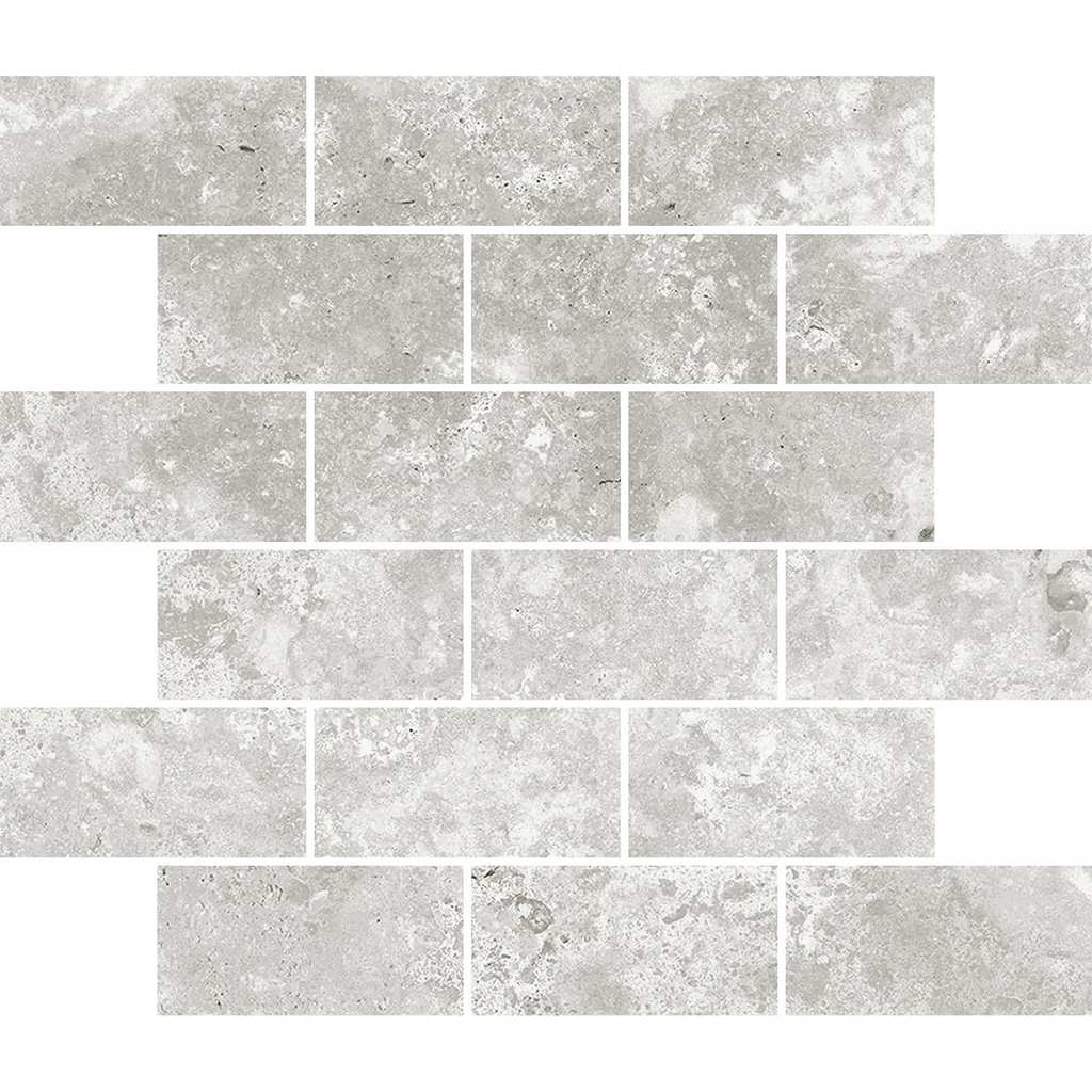Travertine Brick Tortora Structured HiLite Silk Tumbled Edge Mosaic