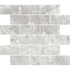 Travertine Brick Tortora Structured HiLite Silk Tumbled Edge Mosaic