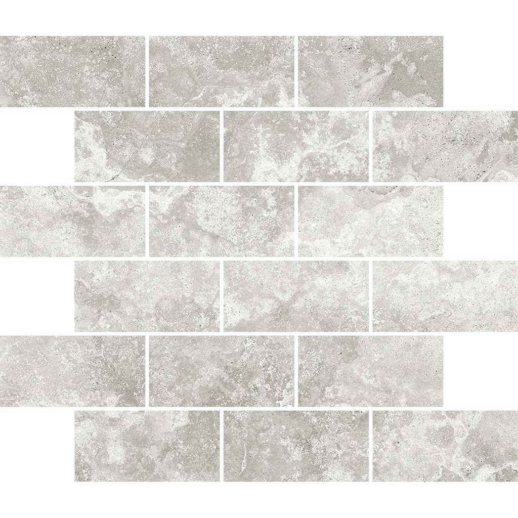 Travertine Brick Tortora Structured HiLite Silk Tumbled Edge Mosaic