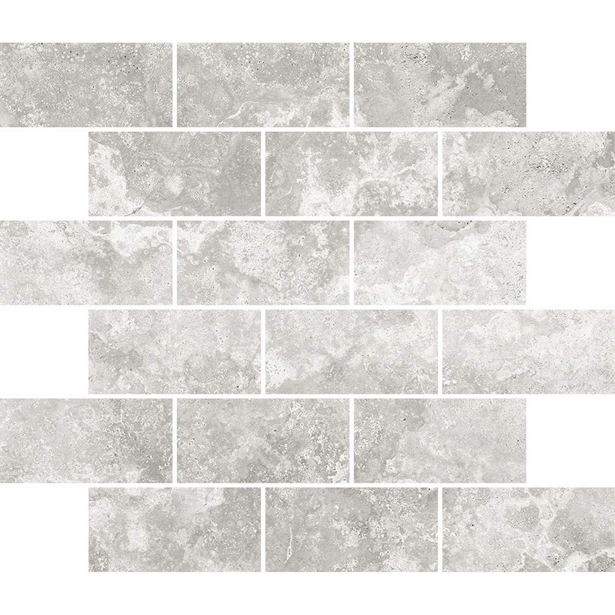 Travertine Brick Tortora Structured HiLite Silk Tumbled Edge Mosaic