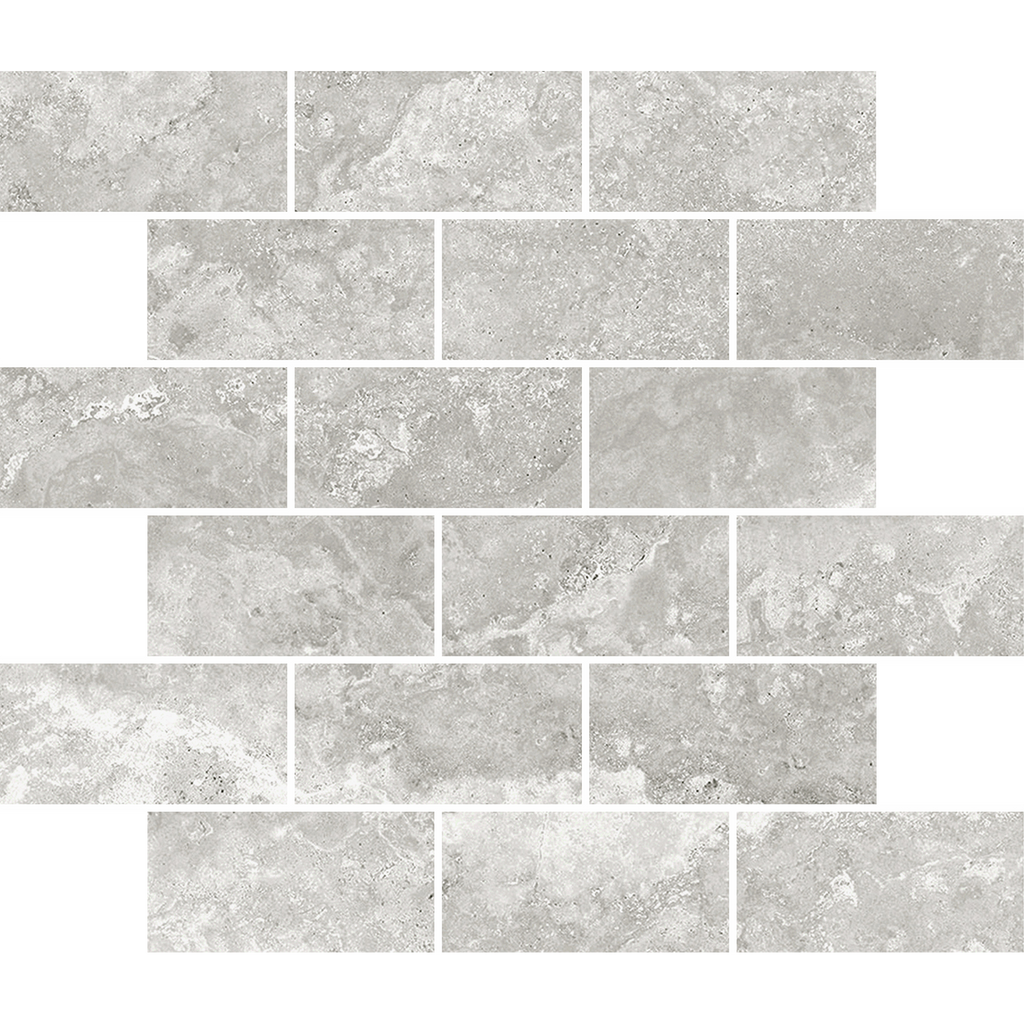 Travertine Brick Tortora Structured HiLite Silk Tumbled Edge Mosaic