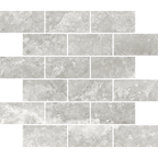 Travertine Brick Tortora Structured HiLite Silk Tumbled Edge Mosaic