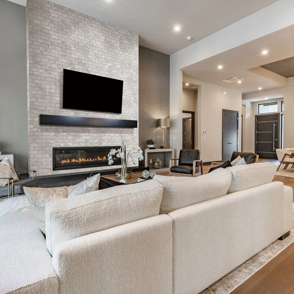 Travertine Brick Tortora Structured HiLite Silk Tumbled Edge Mosaic - lifestyle view