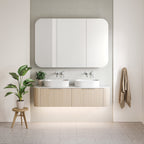 Vanity Wall Hung 1500 Double WG Basins SilkSurface AC Top - lifestyle view
