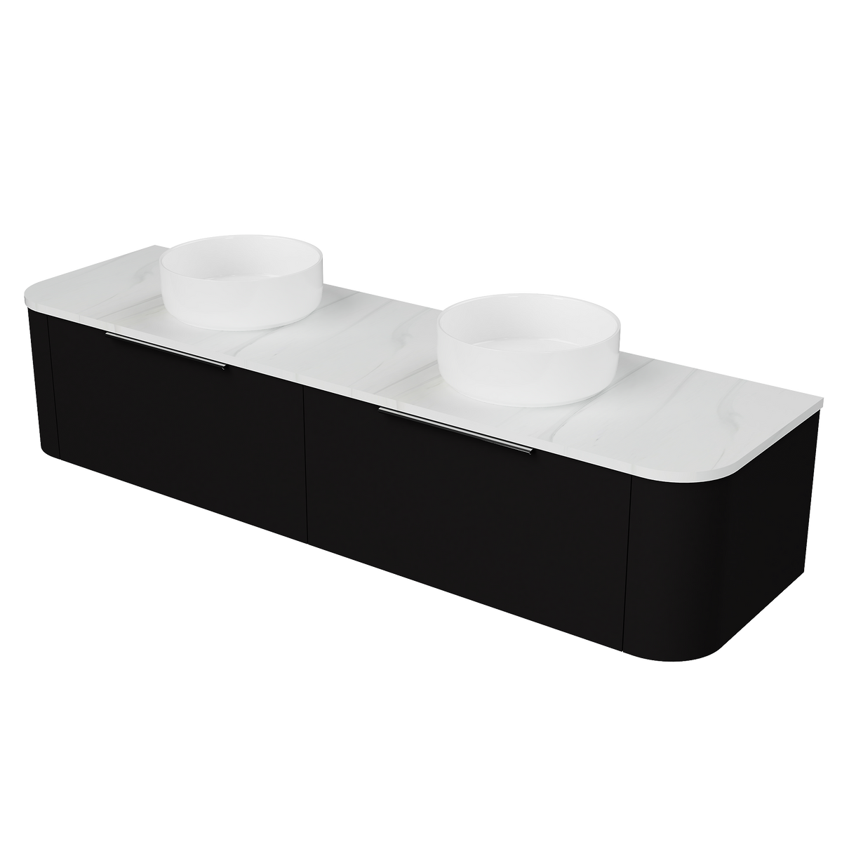 Vanity Wall Hung 1800 Double WG Basins SilkSurface AC Top