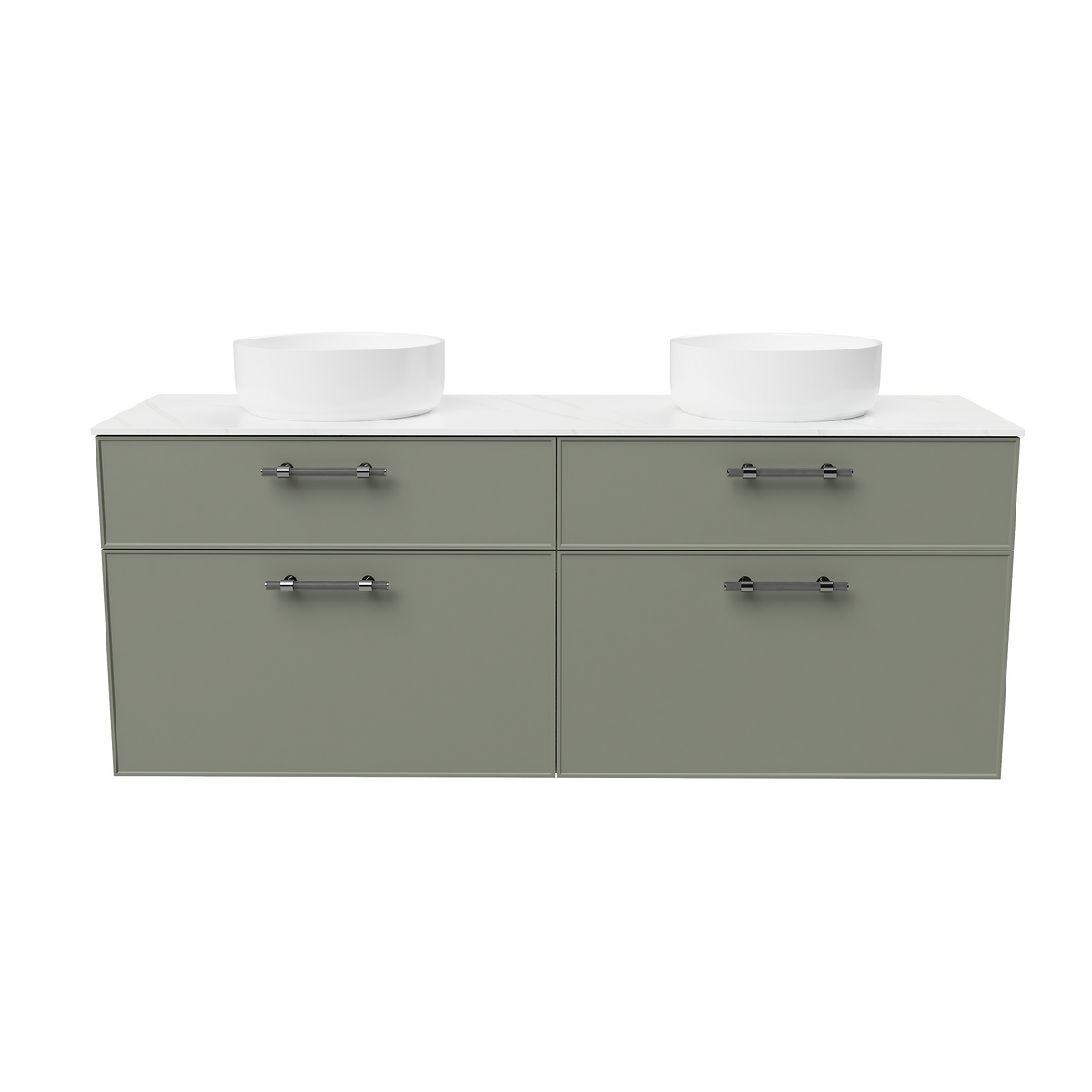 Vanity Wall Hung 1500 Double WG Basins SilkSurface AC Top