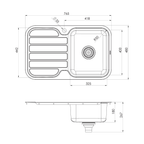 1000 Single R/H Bowl Sink W/-Drainer 1TH Stainless Steel
