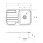 1000 Single Bowl Sink W/-Drainer NTH  Stainless Steel