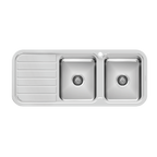 1000 Double R/H Bowl Sink W/-Drainer 1TH Stainless Steel