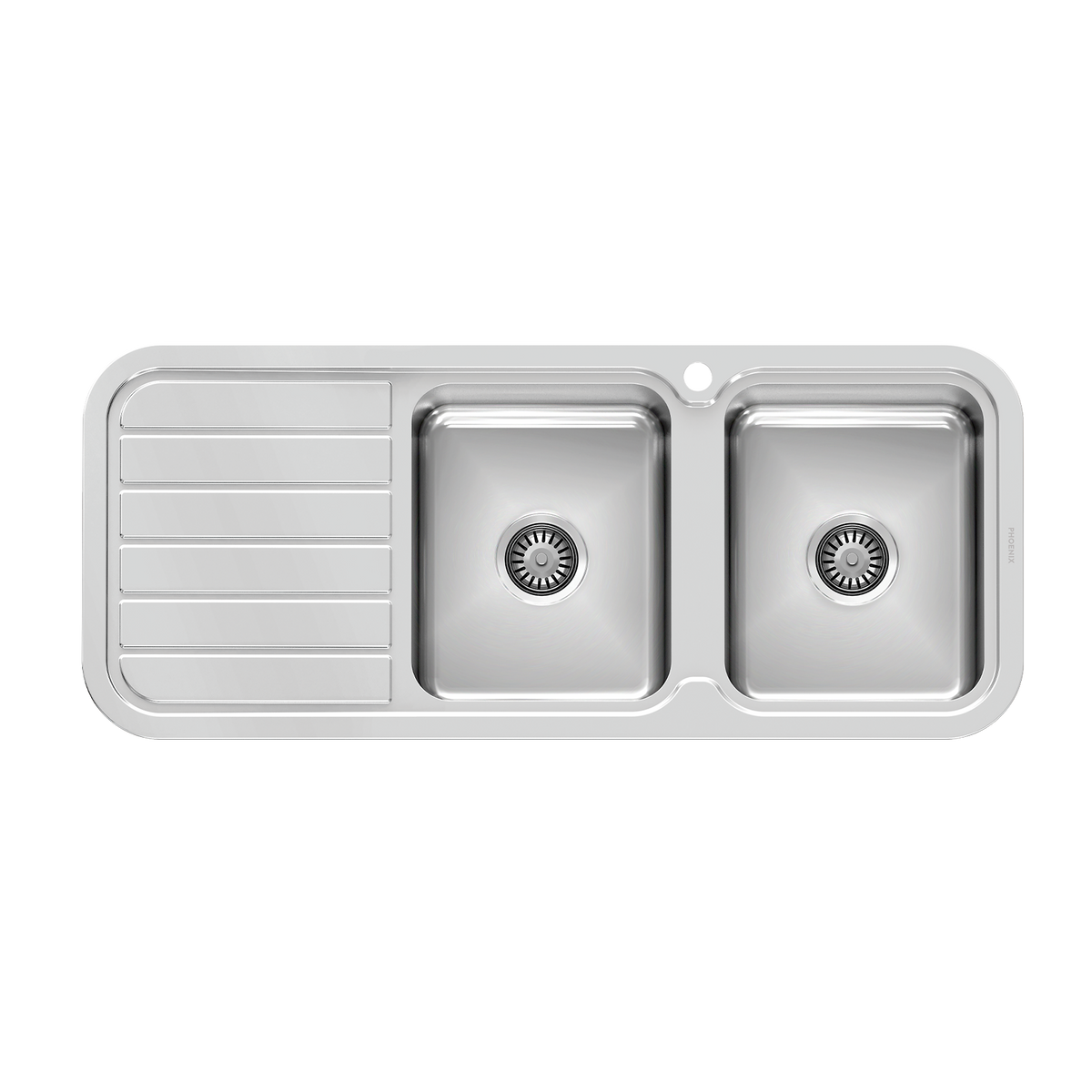 1000 Double R/H Bowl Sink W/-Drainer 1TH Stainless Steel