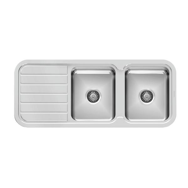 1000 Double Bowl Sink W/-Drainer NTH  Stainless Steel