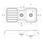 1000 1-1/3 R/H Bowl Sink W/-Drainer 1TH Stainless Steel