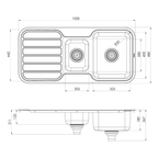 1000 1-1/3 Bowl Sink W/-Drainer NTH Stainless Steel