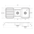1000 1-3/4 Bowl Sink W/-Drainer NTH Stainless Steel