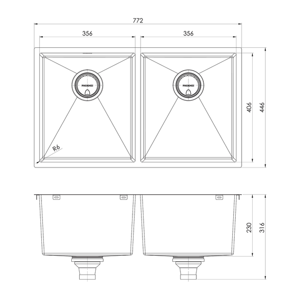 4000 Double Bowl Sink Stainless Steel