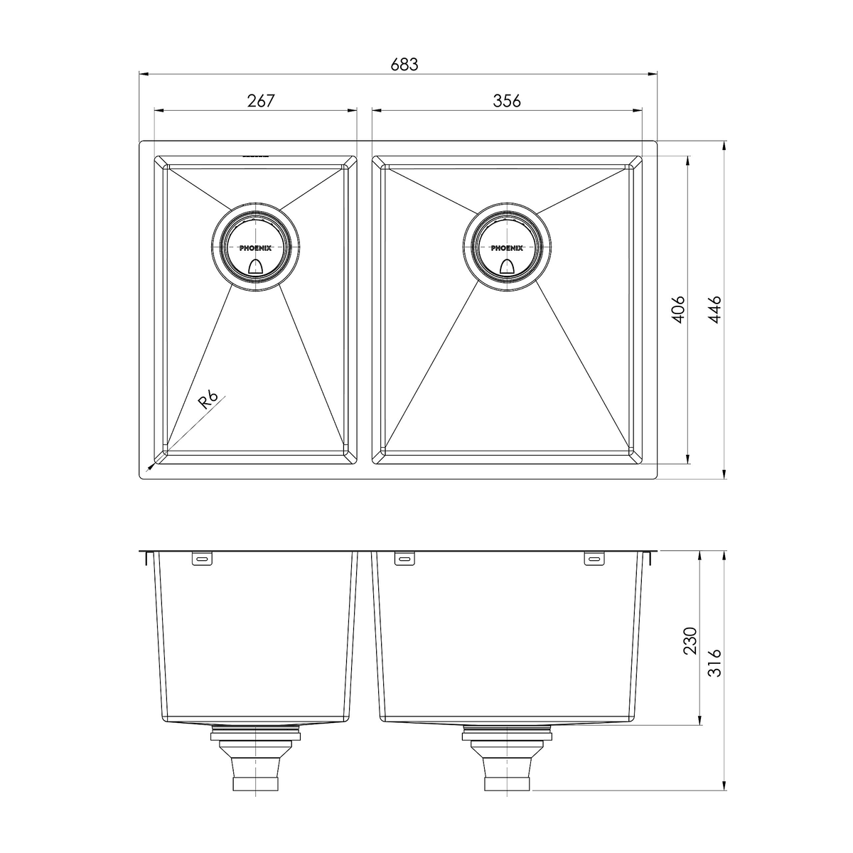 4000 1-3/4 R/H Bowl Sink Brushed Black