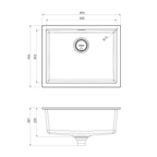 5000 Large Single Bowl Sink  Matte White Granite