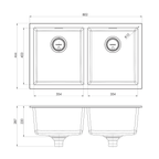 5000 Double Bowl Sink  Matte Black Granite